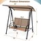 Costway 2-Seat Patio Swing Porch Swing with Adjustable Canopy for Garden Black/Dark Brown